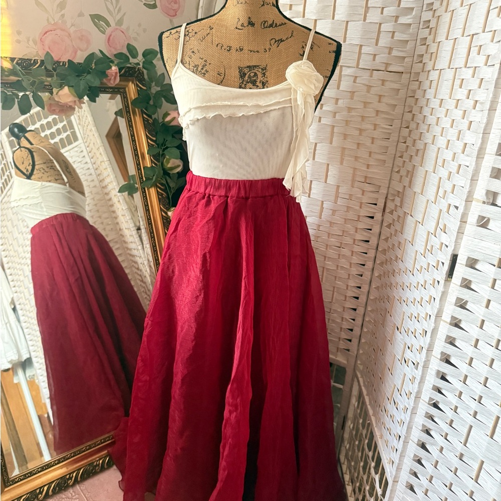 Vintage Wine Red Maxi Skirt
